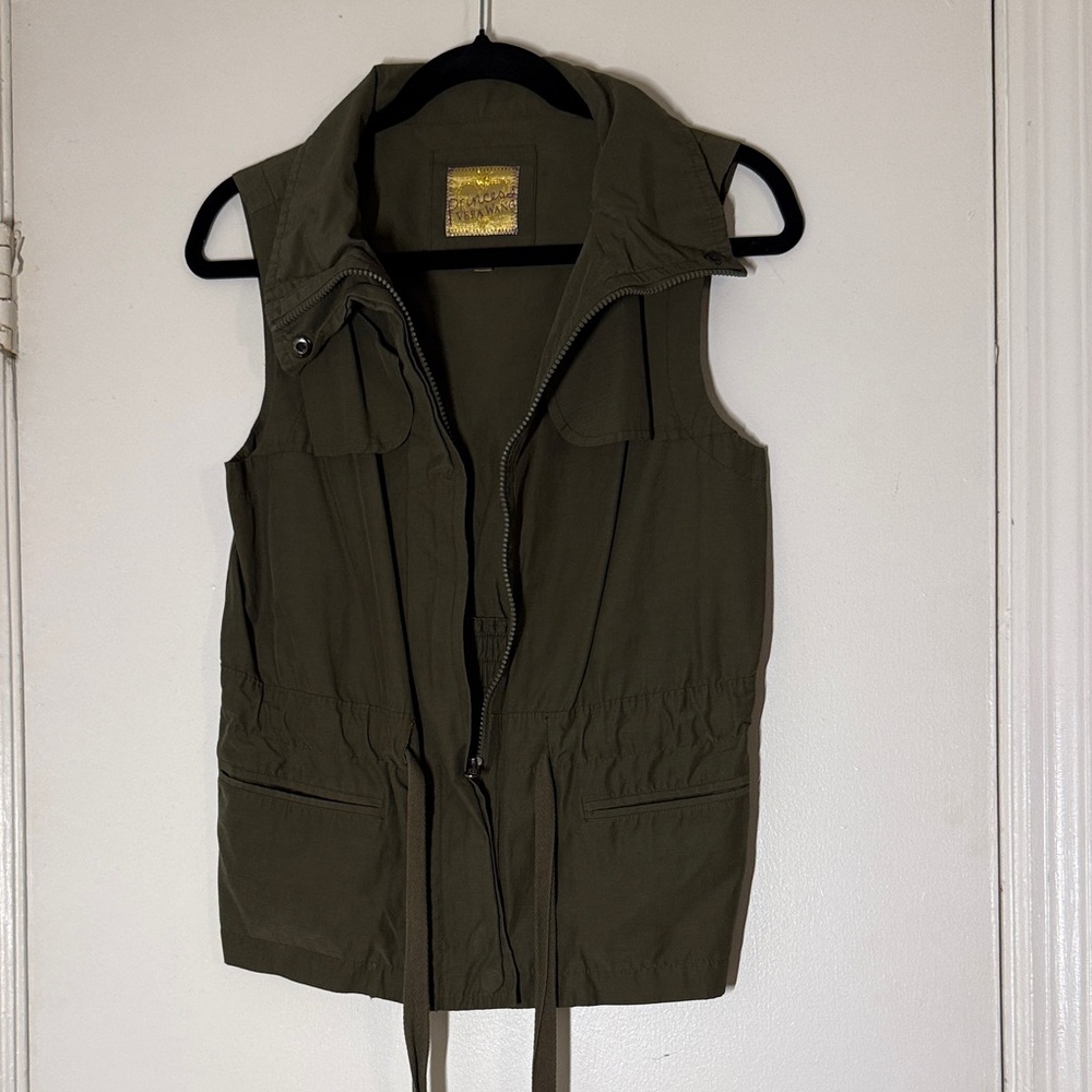 Olive Green Utility Vest with Drawstring Waist